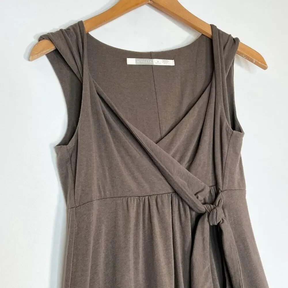 Athleta Brown Sleeveless Wrap-Style Mini Dress - Picture 3 of 10